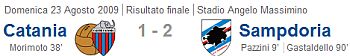 Serie A 2009/10, Giornata 1: Catania - Sampdoria 1-2
