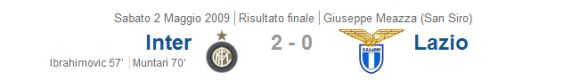 2 maggio 2009: Inter - Lazio 2-0