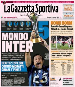 Prima pagina Gazzetta dello Sport 19/12/2010