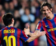 Zlatan Ibrahimovic e Lionel Messi al Barcellona 2009 2010