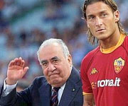 Francesco Totti e Franco Sensi presidente Roma